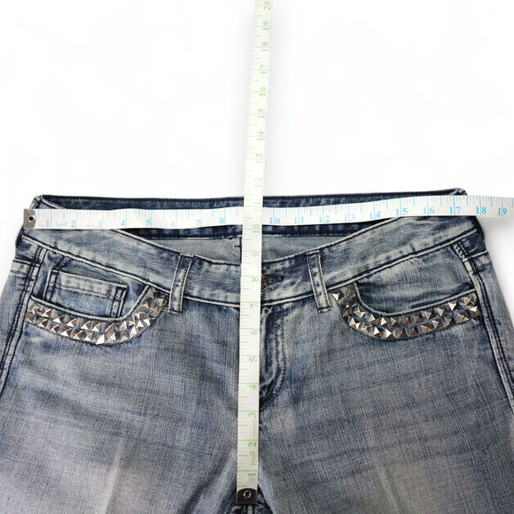 EUC Express Stella Bootcut Jeans Sz. 12 Studded Distressed Low Rise Y2K Grunge - Picture 10 of 12